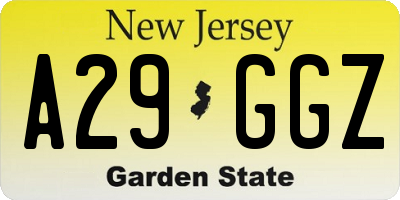 NJ license plate A29GGZ