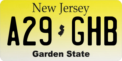 NJ license plate A29GHB