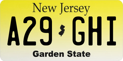 NJ license plate A29GHI