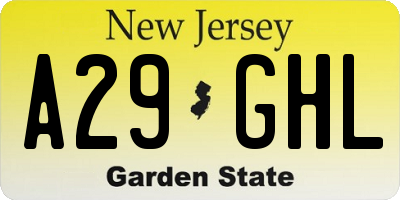 NJ license plate A29GHL
