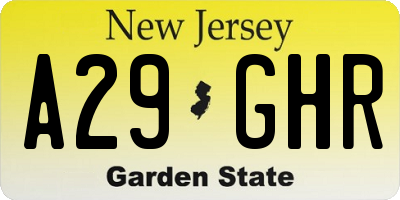 NJ license plate A29GHR