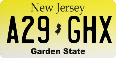 NJ license plate A29GHX