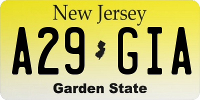 NJ license plate A29GIA