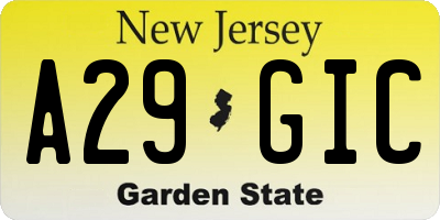 NJ license plate A29GIC