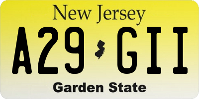 NJ license plate A29GII