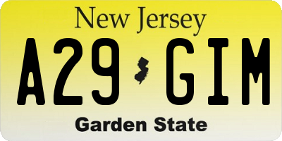 NJ license plate A29GIM