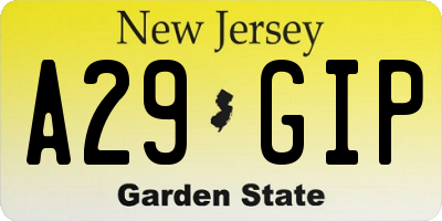 NJ license plate A29GIP