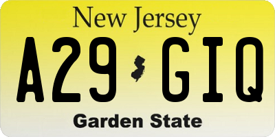 NJ license plate A29GIQ