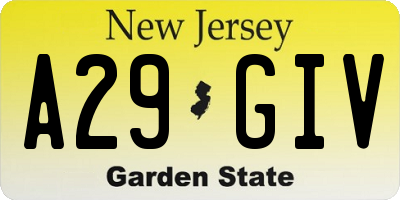 NJ license plate A29GIV