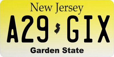 NJ license plate A29GIX