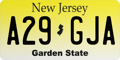 NJ license plate A29GJA