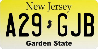 NJ license plate A29GJB
