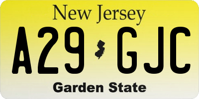 NJ license plate A29GJC