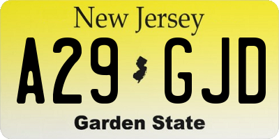 NJ license plate A29GJD