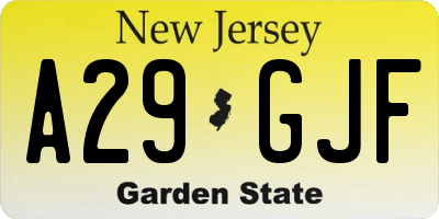 NJ license plate A29GJF