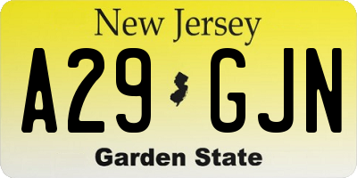 NJ license plate A29GJN