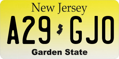 NJ license plate A29GJO