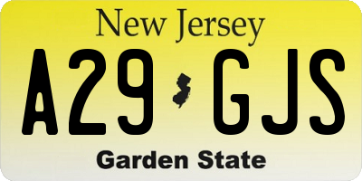 NJ license plate A29GJS