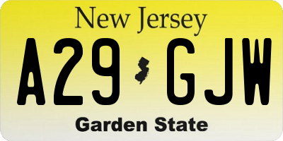 NJ license plate A29GJW