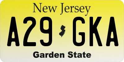 NJ license plate A29GKA