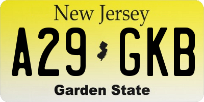 NJ license plate A29GKB