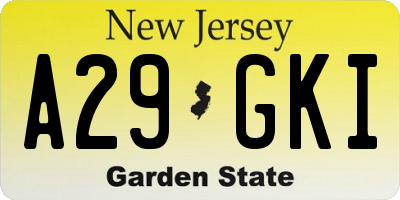 NJ license plate A29GKI