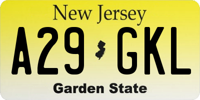 NJ license plate A29GKL
