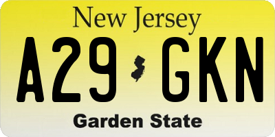 NJ license plate A29GKN
