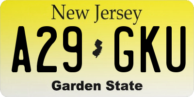 NJ license plate A29GKU