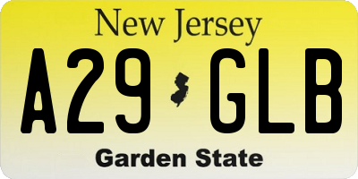 NJ license plate A29GLB