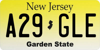 NJ license plate A29GLE