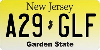 NJ license plate A29GLF