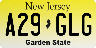 NJ license plate A29GLG