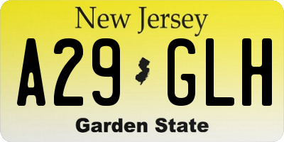 NJ license plate A29GLH