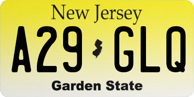 NJ license plate A29GLQ