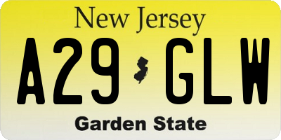 NJ license plate A29GLW