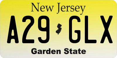 NJ license plate A29GLX