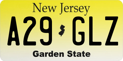 NJ license plate A29GLZ
