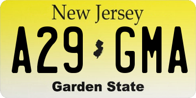 NJ license plate A29GMA