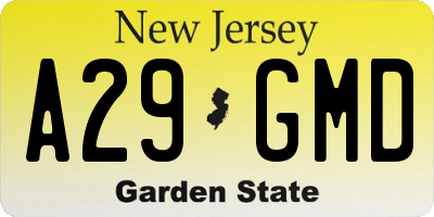 NJ license plate A29GMD