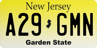 NJ license plate A29GMN