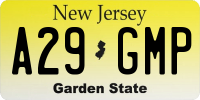 NJ license plate A29GMP