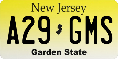 NJ license plate A29GMS