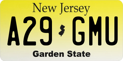 NJ license plate A29GMU