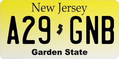 NJ license plate A29GNB
