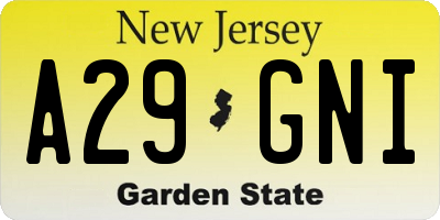 NJ license plate A29GNI