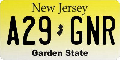 NJ license plate A29GNR