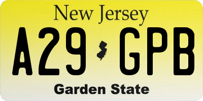 NJ license plate A29GPB