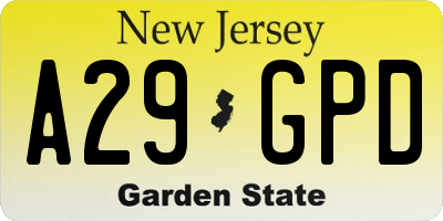 NJ license plate A29GPD