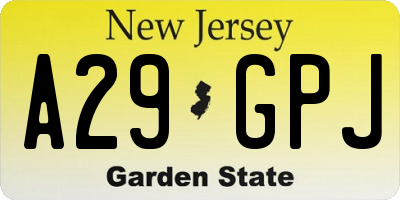 NJ license plate A29GPJ